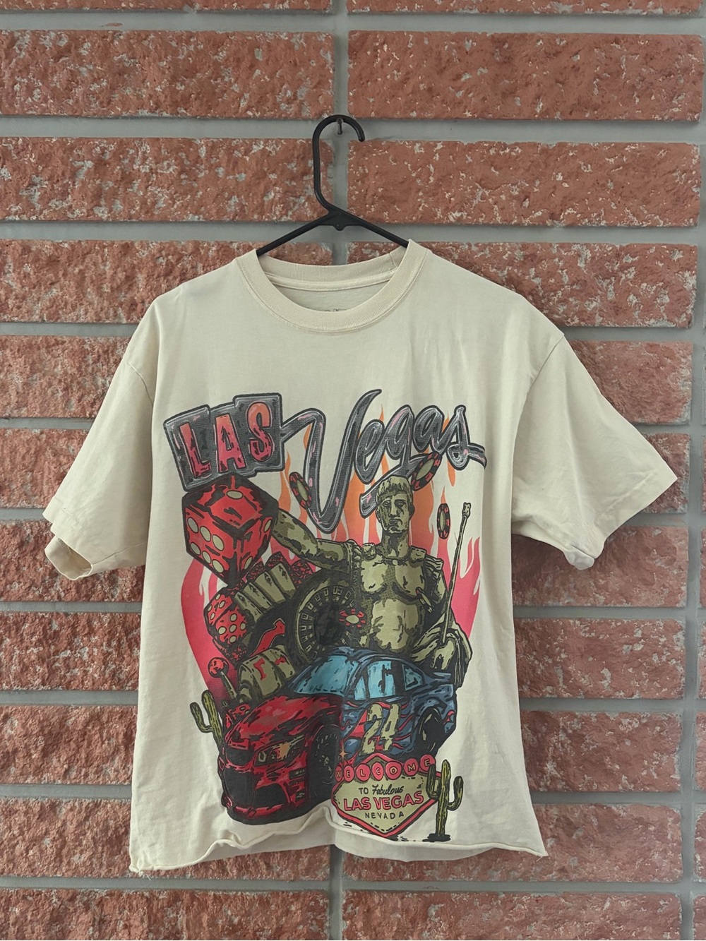 Goat crew Beige Las Vegas Graphic Tee - Vintage Style Men’s Shirt